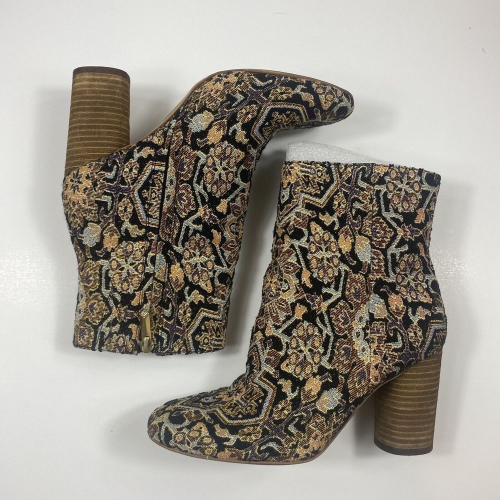 Anthropologie Sam Edelman Size 5 Ankle Boots Corra Tapestry Brocade Boho Preppy